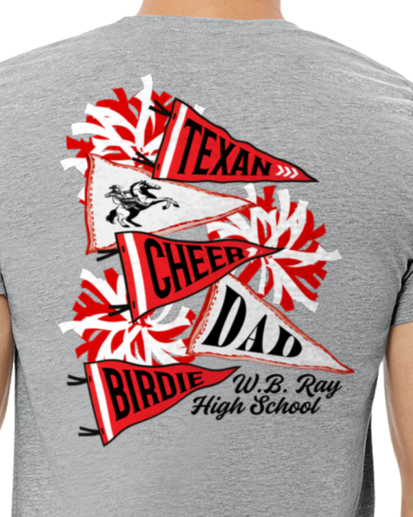 Texan Cheer Pennant Tee - Customizable - Long Sleeve & Short Sleeve