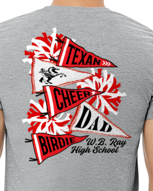 Texan Cheer Pennant Tee - Customizable - Long Sleeve & Short Sleeve